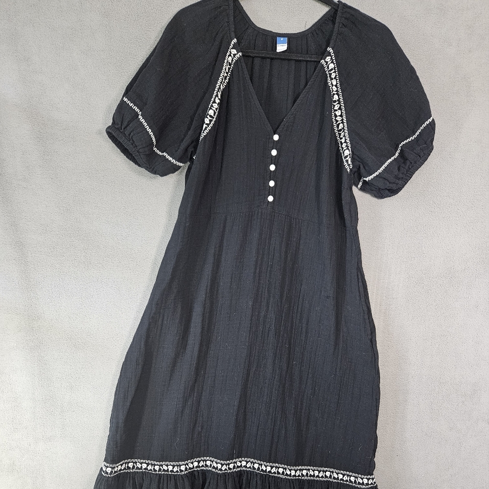 Old Navy Black Maxi Dress with White Trim